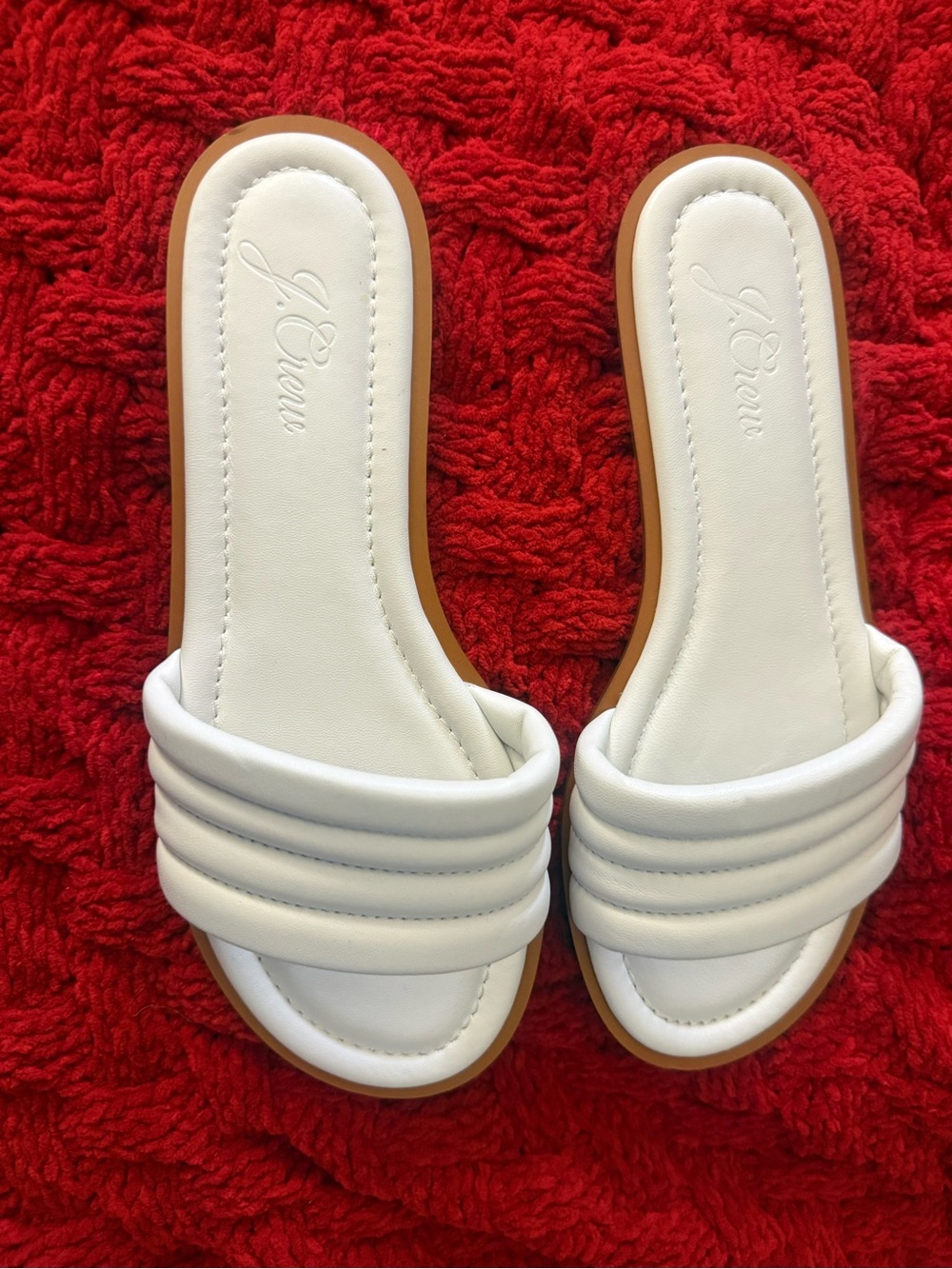 NWOT J. Crew Women’s Capri Leather Slide Sandals Made In Italy White Sz 9